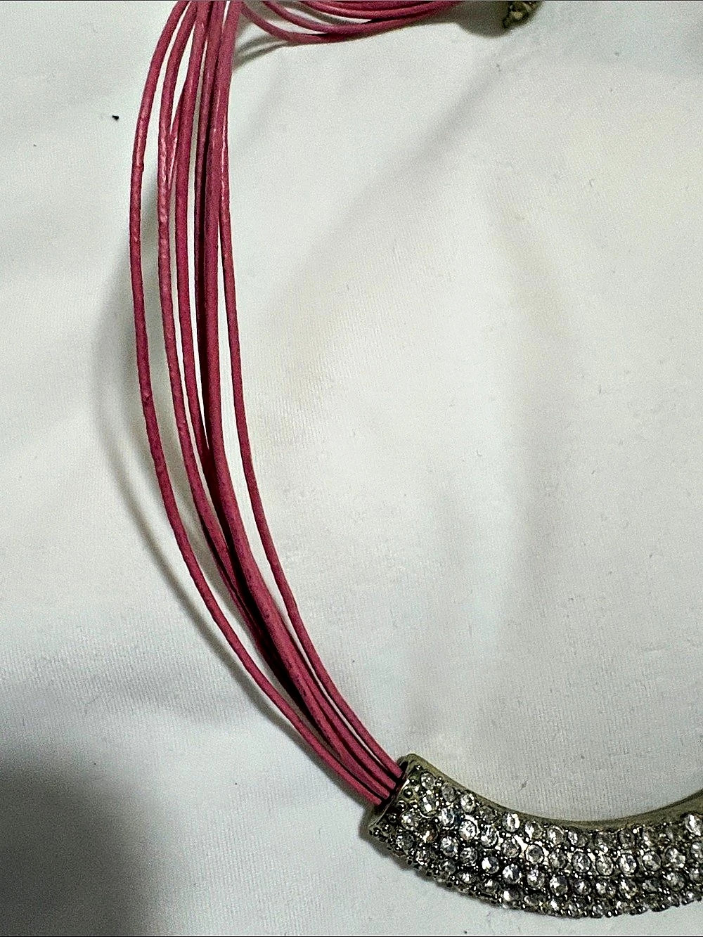 Pink Rhinestone Multi-Strand Necklace - Picture 6 of 11
